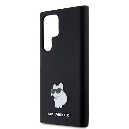 Hoesje voor Samsung Galaxy S23 Ultra S918, Karl Lagerfeld, Silicone Choupette, Zwart
