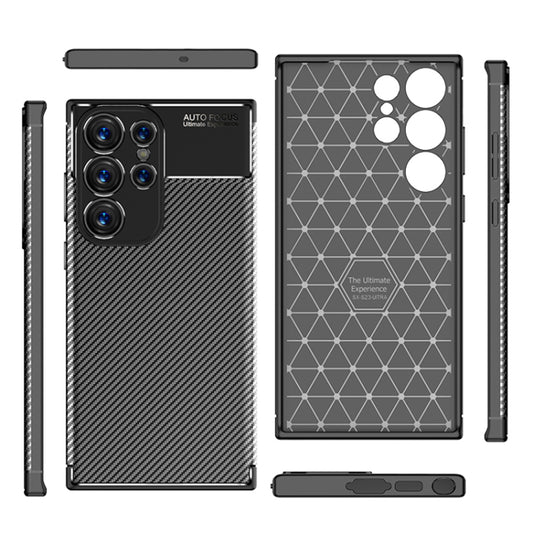 Hoes voor Samsung Galaxy S23 Ultra S918, Techsuit, CarbonFiber, Zwart