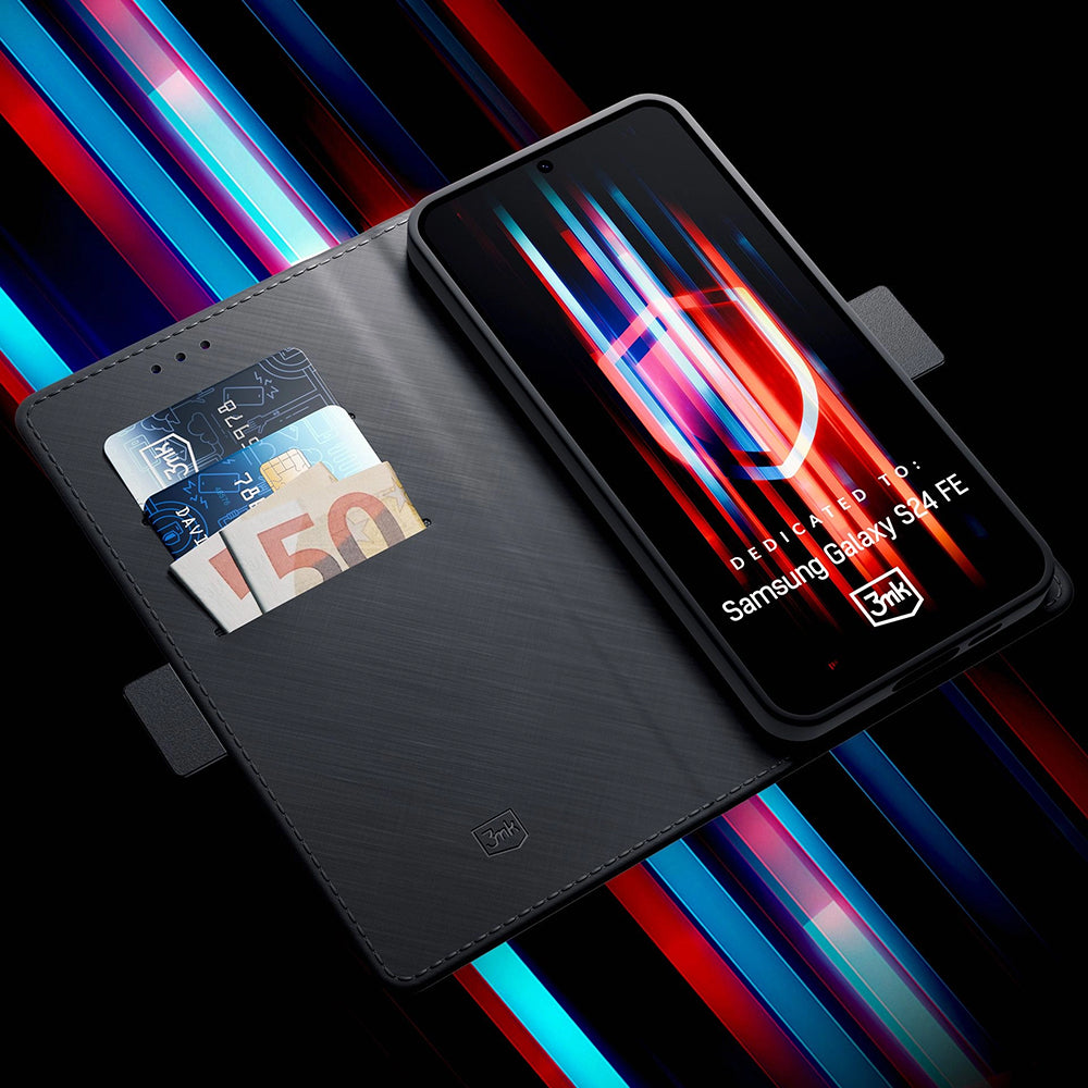 Hoes voor Samsung Galaxy S24 FE S721, 3MK, Wallet, Zwart