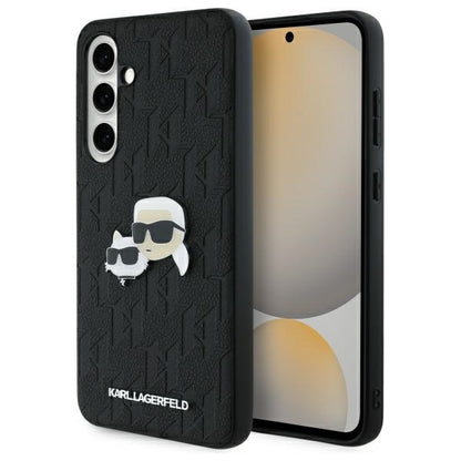 Hoes voor Samsung Galaxy S24 FE S721, Karl Lagerfeld, Monogram Karl & Choupette's Heads, Zwart