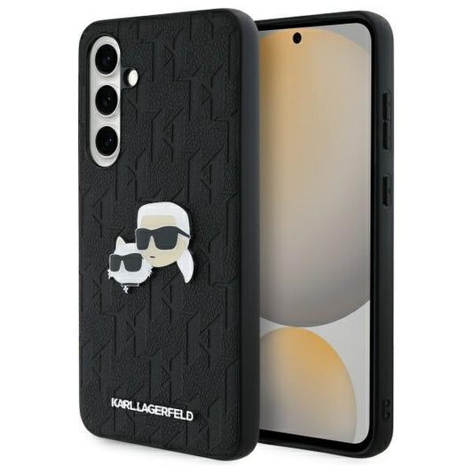 Hoes voor Samsung Galaxy S24 FE S721, Karl Lagerfeld, Monogram Karl & Choupette's Heads, Zwart
