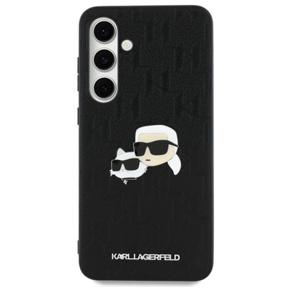 Hoes voor Samsung Galaxy S24 FE S721, Karl Lagerfeld, Monogram Karl & Choupette's Heads, Zwart