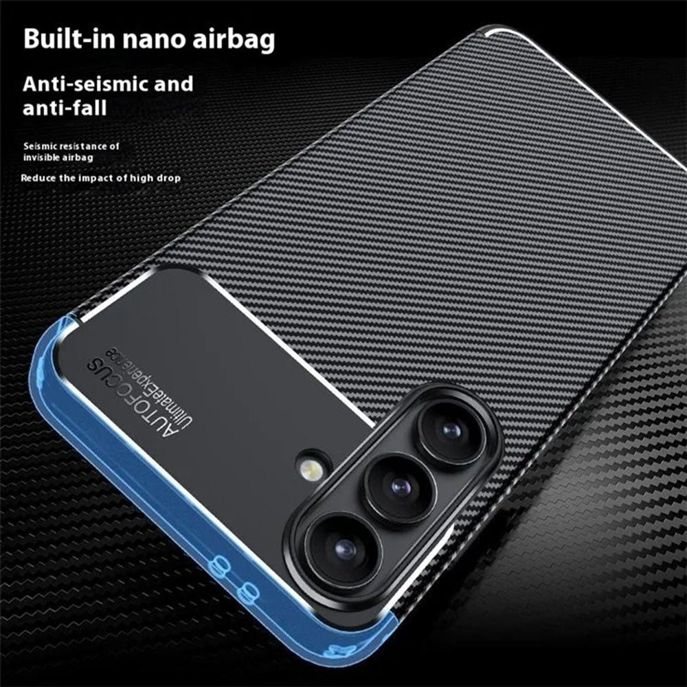 Hoes voor Samsung Galaxy S24 FE S721, Techsuit, CarbonFiber, Zwart
