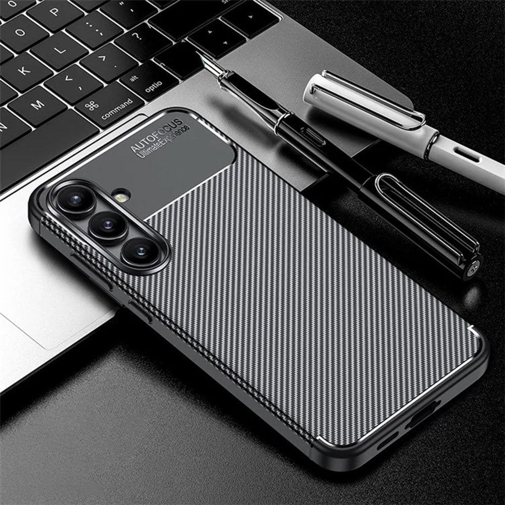 Hoes voor Samsung Galaxy S24 FE S721, Techsuit, CarbonFiber, Zwart