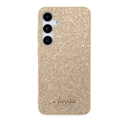 Hoes voor Samsung Galaxy S24+ S926, Guess, Glitter Script, Goud