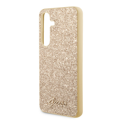 Hoes voor Samsung Galaxy S24+ S926, Guess, Glitter Script, Goud