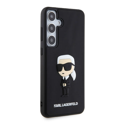 Hoes voor Samsung Galaxy S24+ S926, Karl Lagerfeld, 3D Rubber Ikonik Karl, Zwart