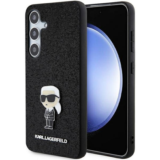 Hoes voor Samsung Galaxy S24+ S926, Karl Lagerfeld, Glitter Ikonik Karl Logo, Zwart