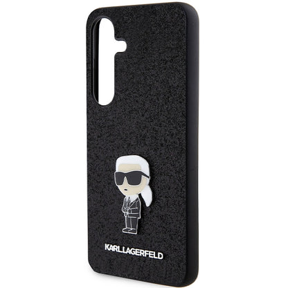Hoes voor Samsung Galaxy S24+ S926, Karl Lagerfeld, Glitter Ikonik Karl Logo, Zwart