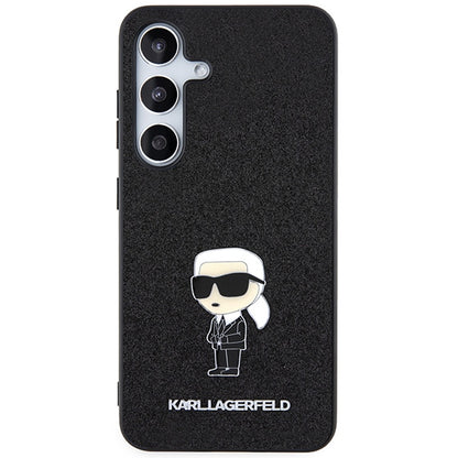 Hoes voor Samsung Galaxy S24+ S926, Karl Lagerfeld, Glitter Ikonik Karl Logo, Zwart