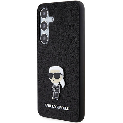 Hoes voor Samsung Galaxy S24+ S926, Karl Lagerfeld, Glitter Ikonik Karl Logo, Zwart