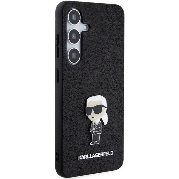 Hoes voor Samsung Galaxy S24+ S926, Karl Lagerfeld, Glitter Ikonik Karl Logo, Zwart