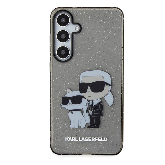Hoes voor Samsung Galaxy S24+ S926, Karl Lagerfeld, Glitter Karl & Choupette, Blauw