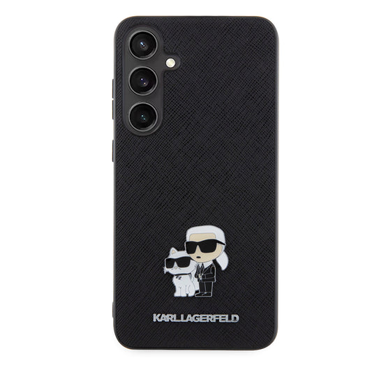 Hoes voor Samsung Galaxy S24+ S926, Karl Lagerfeld, Saffiano Karl & Choupette Metal, Zwart