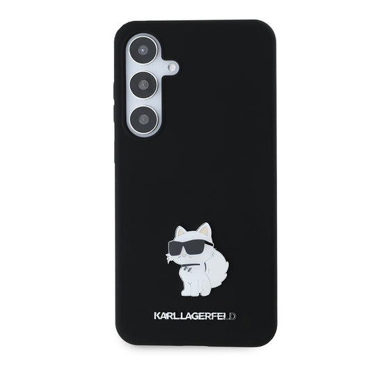 Hoes voor Samsung Galaxy S24+ S926, Karl Lagerfeld, Silicone Choupette Metal, Zwart