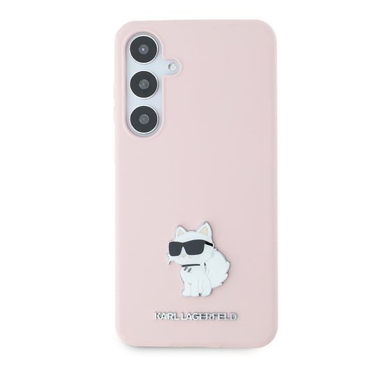 Hoesje voor Samsung Galaxy S24+ S926, Karl Lagerfeld, Silicone Choupette Metal, Roze