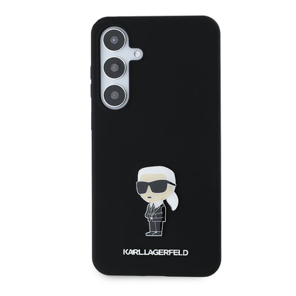 Hoes voor Samsung Galaxy S24+ S926, Karl Lagerfeld, Silicone Ikonik Karl Metal, Zwart