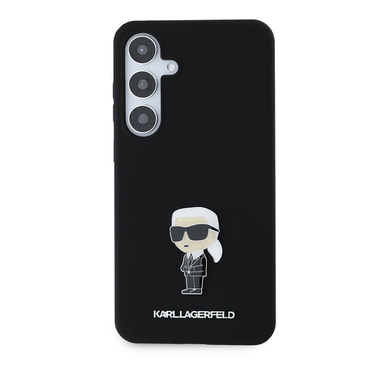 Hoes voor Samsung Galaxy S24+ S926, Karl Lagerfeld, Silicone Ikonik Karl Metal, Zwart