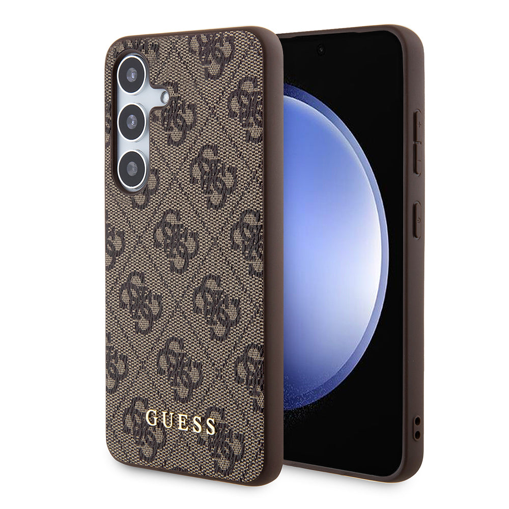 Hoes voor Samsung Galaxy S24 S921, Guess, 4G Metal Gold Logo, Bruin