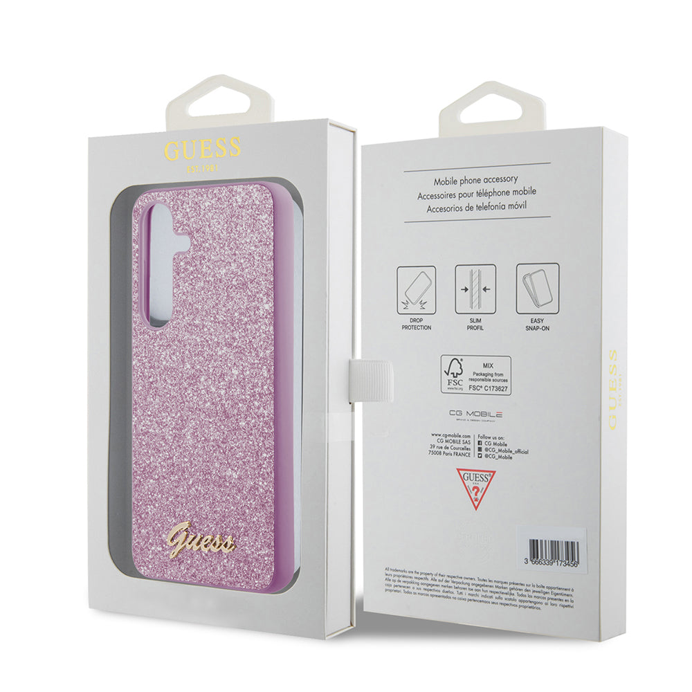 Hoesje voor Samsung Galaxy S24 S921, Guess, Glitter Script, Paars