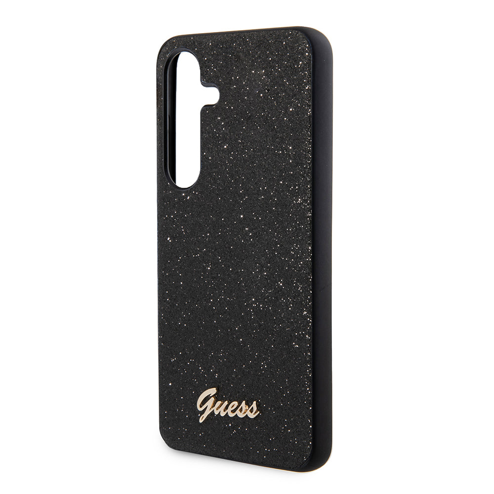 Hoes voor Samsung Galaxy S24 S921, Guess, Glitter Script, Zwart