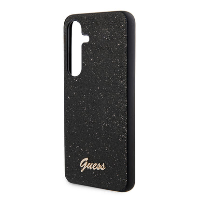 Hoes voor Samsung Galaxy S24 S921, Guess, Glitter Script, Zwart