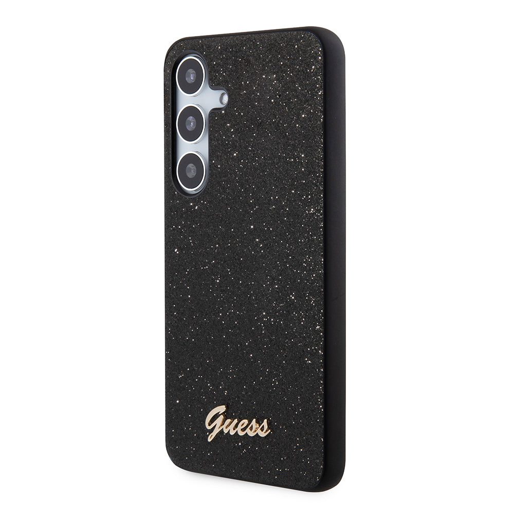 Hoes voor Samsung Galaxy S24 S921, Guess, Glitter Script, Zwart