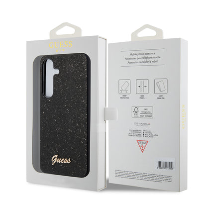 Hoes voor Samsung Galaxy S24 S921, Guess, Glitter Script, Zwart