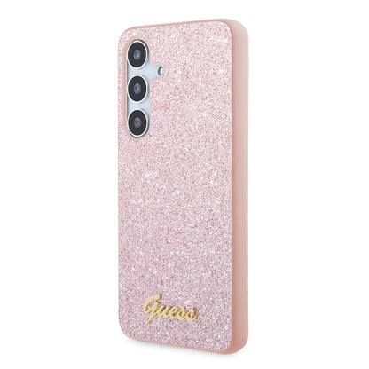 Hoes voor Samsung Galaxy S24 S921, Guess, Glitter Script, Roze