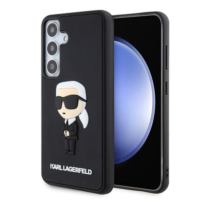 Hoes voor Samsung Galaxy S24 S921, Karl Lagerfeld, 3D Rubber Ikonik Karl, Zwart