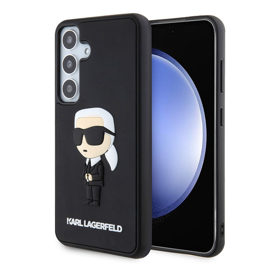 Hoes voor Samsung Galaxy S24 S921, Karl Lagerfeld, 3D Rubber Ikonik Karl, Zwart
