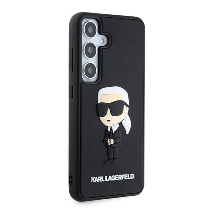 Hoes voor Samsung Galaxy S24 S921, Karl Lagerfeld, 3D Rubber Ikonik Karl, Zwart