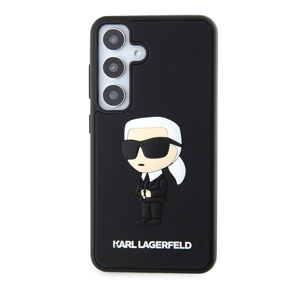 Hoes voor Samsung Galaxy S24 S921, Karl Lagerfeld, 3D Rubber Ikonik Karl, Zwart