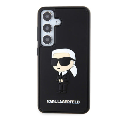 Hoes voor Samsung Galaxy S24 S921, Karl Lagerfeld, 3D Rubber Ikonik Karl, Zwart