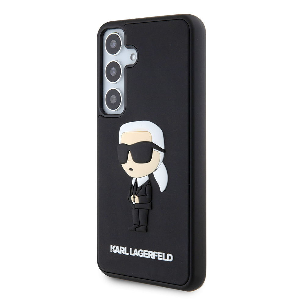Hoes voor Samsung Galaxy S24 S921, Karl Lagerfeld, 3D Rubber Ikonik Karl, Zwart