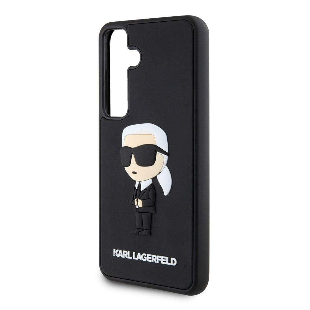 Hoes voor Samsung Galaxy S24 S921, Karl Lagerfeld, 3D Rubber Ikonik Karl, Zwart
