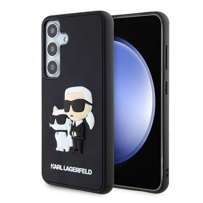 Hoes voor Samsung Galaxy S24 S921, Karl Lagerfeld, 3D Rubber Karl & Choupette, Zwart