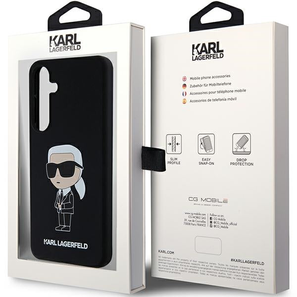 Hoes voor Samsung Galaxy S24 S921, Karl Lagerfeld, Silicone Ikonik NFT, Zwart
