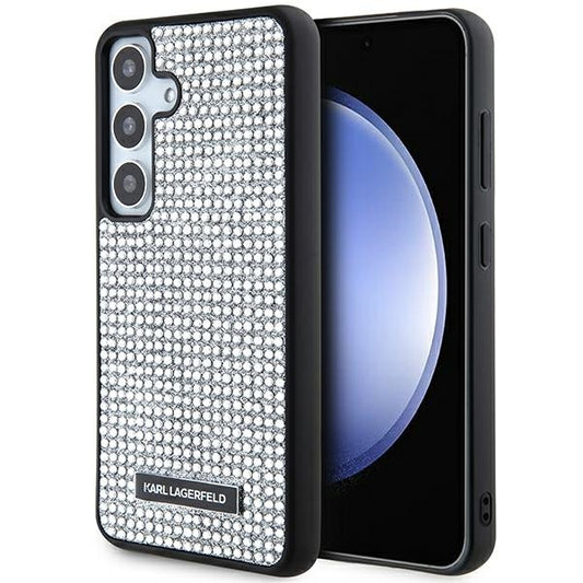 Hoes voor Samsung Galaxy S24 S921, Karl Lagerfeld, Rhinestone Metal Plate, Zilverkleurig