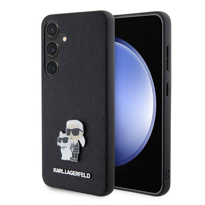 Hoes voor Samsung Galaxy S24 S921, Karl Lagerfeld, Saffiano Karl & Choupette Metal, Zwart