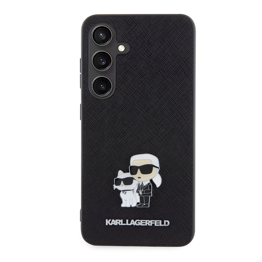 Hoes voor Samsung Galaxy S24 S921, Karl Lagerfeld, Saffiano Karl & Choupette Metal, Zwart