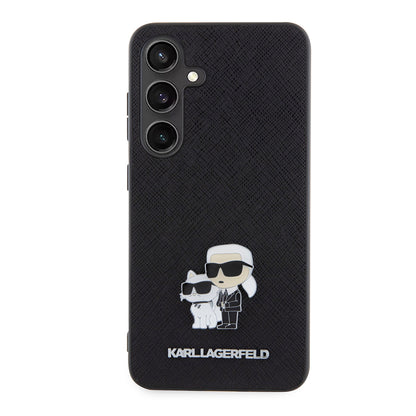 Hoes voor Samsung Galaxy S24 S921, Karl Lagerfeld, Saffiano Karl & Choupette Metal, Zwart