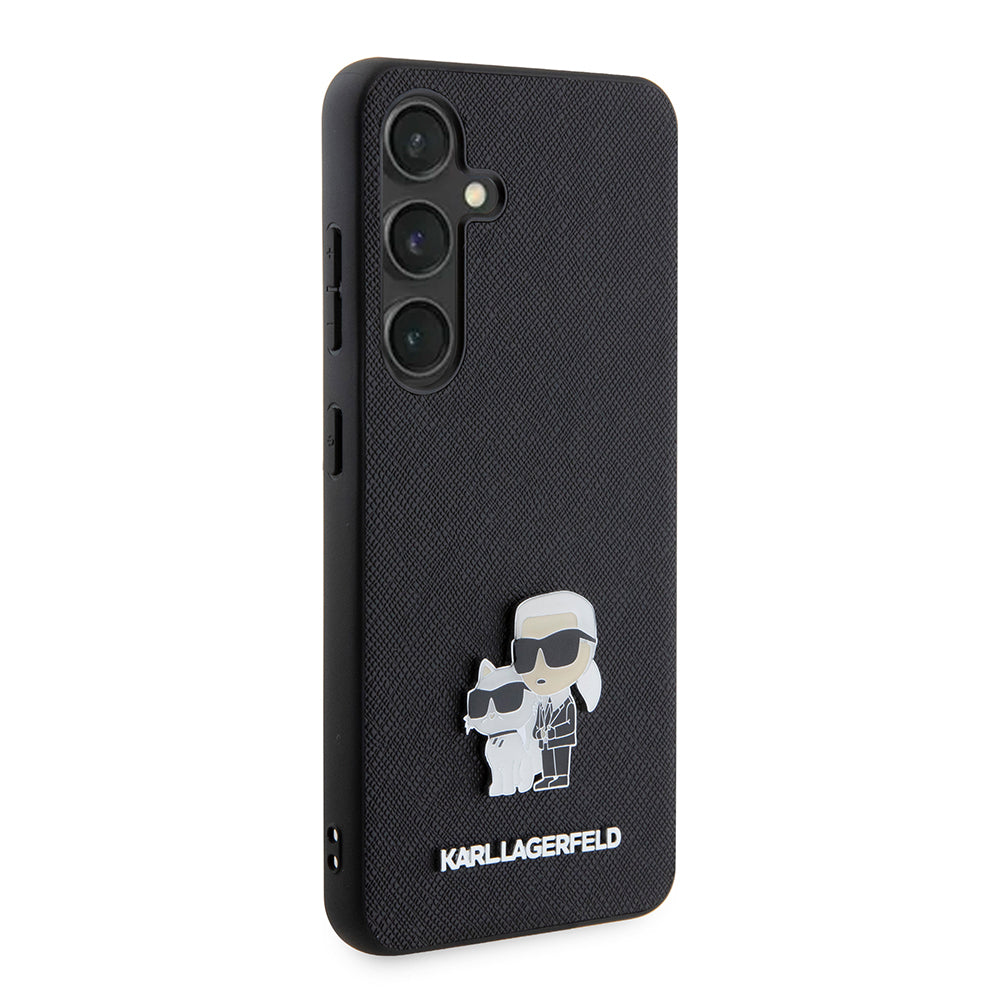 Hoes voor Samsung Galaxy S24 S921, Karl Lagerfeld, Saffiano Karl & Choupette Metal, Zwart