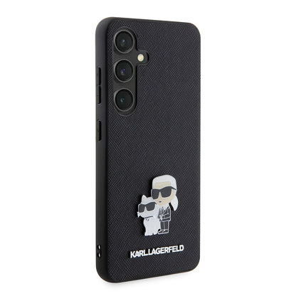 Hoes voor Samsung Galaxy S24 S921, Karl Lagerfeld, Saffiano Karl & Choupette Metal, Zwart
