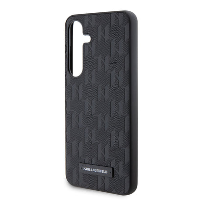 Case for Samsung Galaxy S24 S921, Karl Lagerfeld, Saffiano Mono Metal Logo, Black