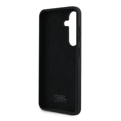 Hoes voor Samsung Galaxy S24 S921, Karl Lagerfeld, Silicone Ikonik Karl Metal, Zwart