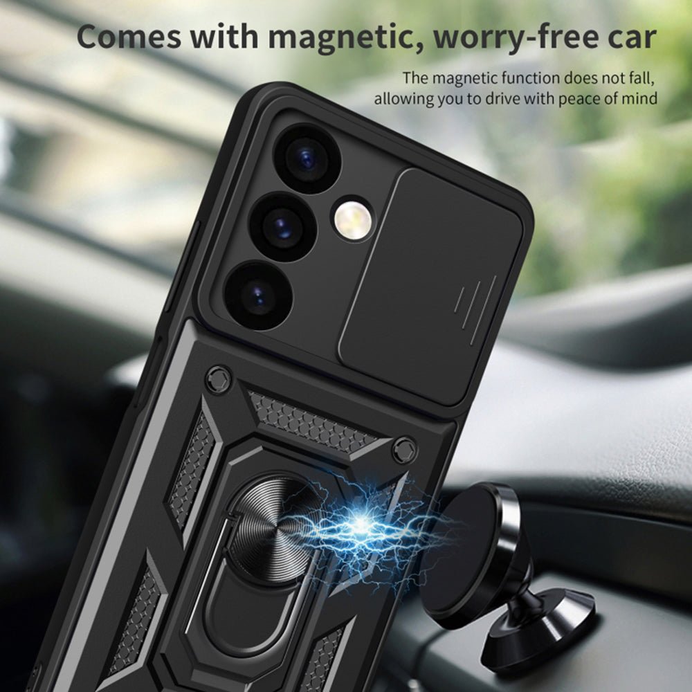 Hoes voor Samsung Galaxy S24 S921, Techsuit, CamShield, Zwart