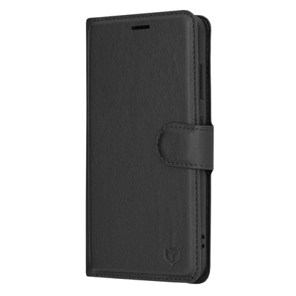 Hoes voor Samsung Galaxy S24 S921, Techsuit, Leather Folio, Zwart