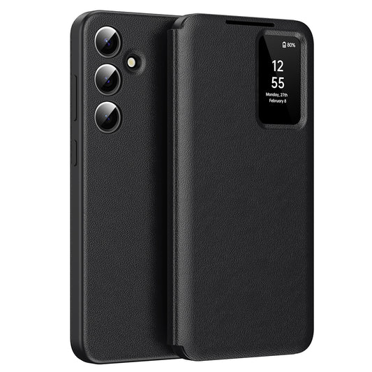 Hoes voor Samsung Galaxy S24 S921, Techsuit, SmartView, Zwart