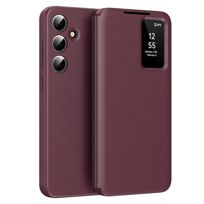 Hoes voor Samsung Galaxy S24 S921, Techsuit, SmartView, Rood
